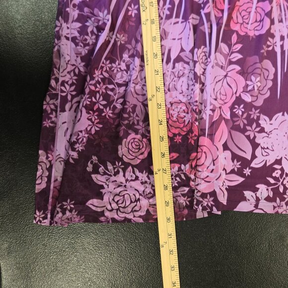 Vintage Purple Floral Bell Sleeve Babydoll Fairy Whimsigoth Womens 1X Tunic Top - Picture 10 of 10